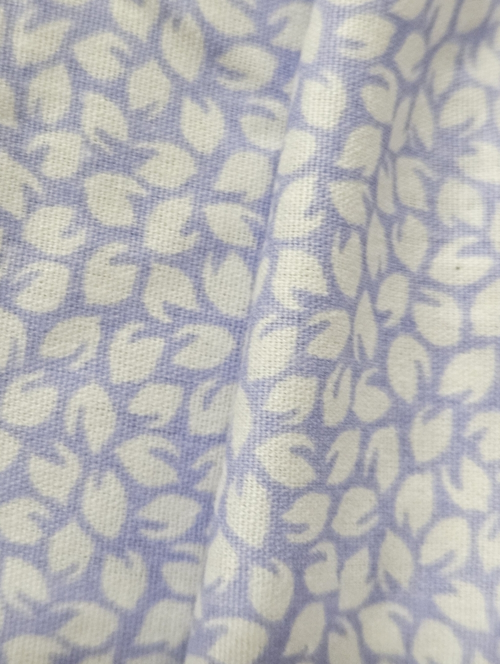 VTG Laura Ashley Blue White Micro Floral Leaves Queen Bedskirt 80s 90s NWOT